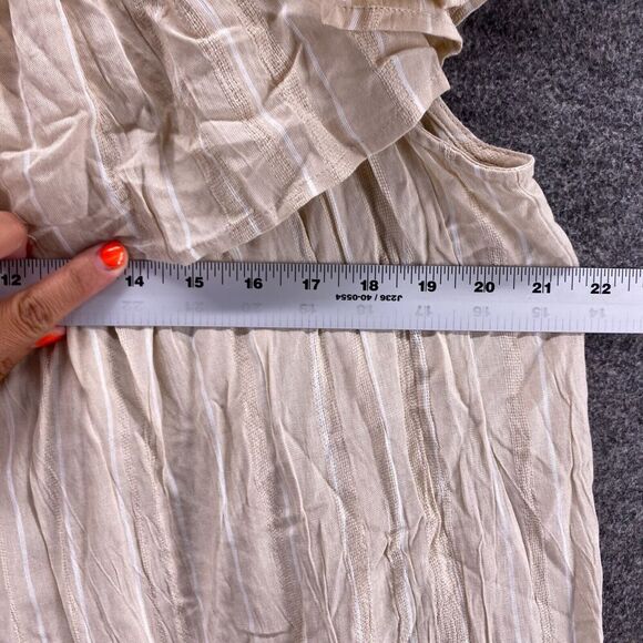 5/$45 Charlie Paigen Dress Women L Large Beige Shift Short Short Sleeve - Picture 7 of 9